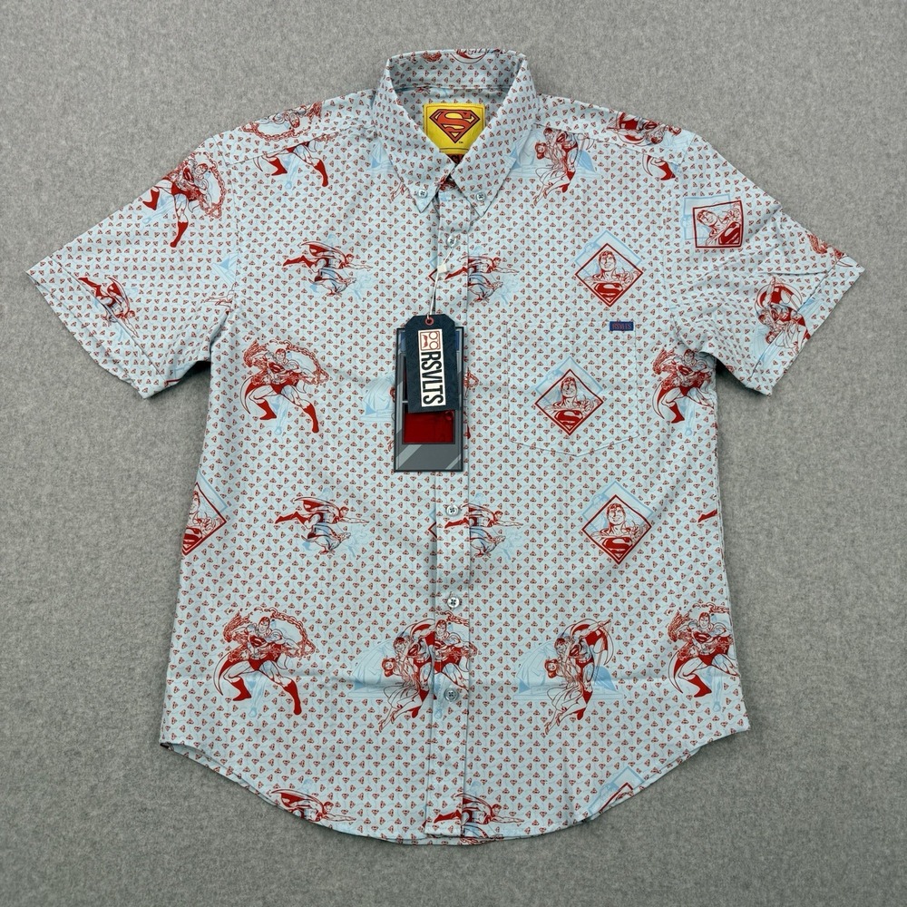 RSVLTS Shirt Mens Medium Blue Superman‎ Kryptonite Exclusive Short Sleeve NEW